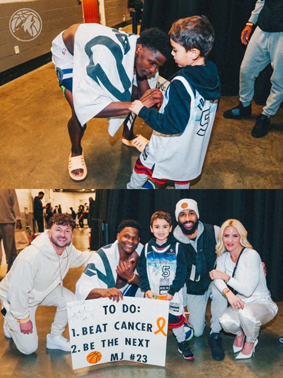 Luca đã chiến thắng ung thư! Câu chuyện ấm lòng giữa Edwards và cậu bé fan nhỏ: Anh ấy vẫn đeo chiếc vòng tay màu cam đó