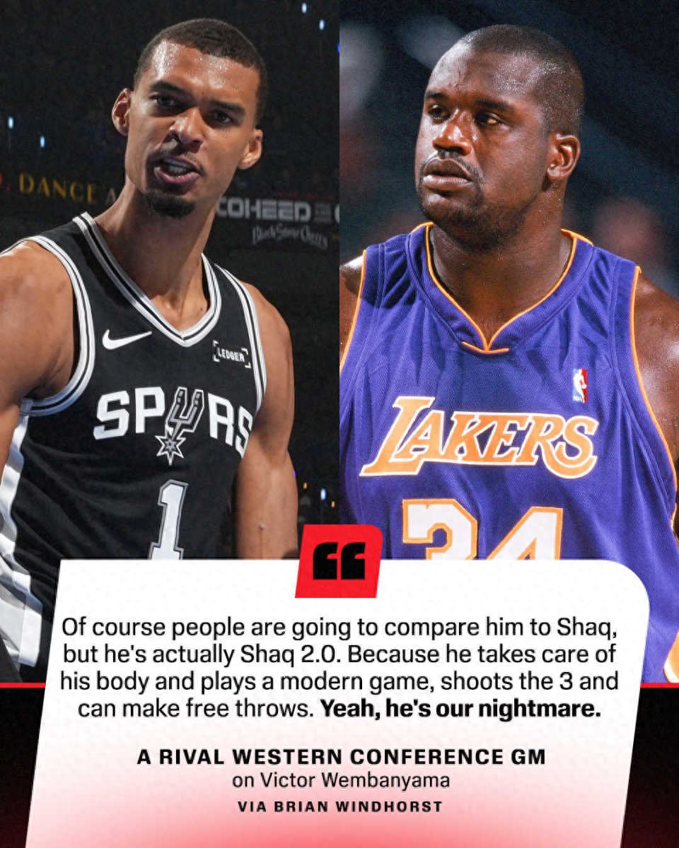 Còn mạnh hơn cả Shaquille O'Neal? Wembanyama được gọi là phiên bản 2.0 của "Cá Mập", một giám đốc điều hành thẳng thắn nói rằng anh là cơn ác mộng của toàn bộ giải đấu.