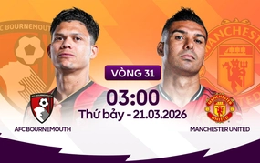 Link xem trực tiếp bóng đá Bournemouth vs MU 03h00 ngày 22/03, Ngoại hạng Anh vòng 31