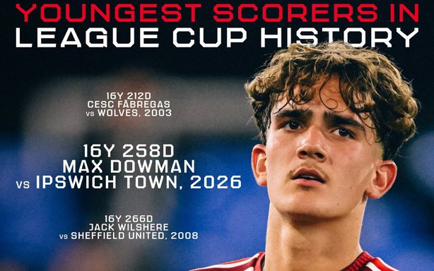 Chân sút 16 tuổi góp công vào 3/4 bàn, Arsenal thắng tưng bừng Ipswich ở Cúp Liên đoàn Anh