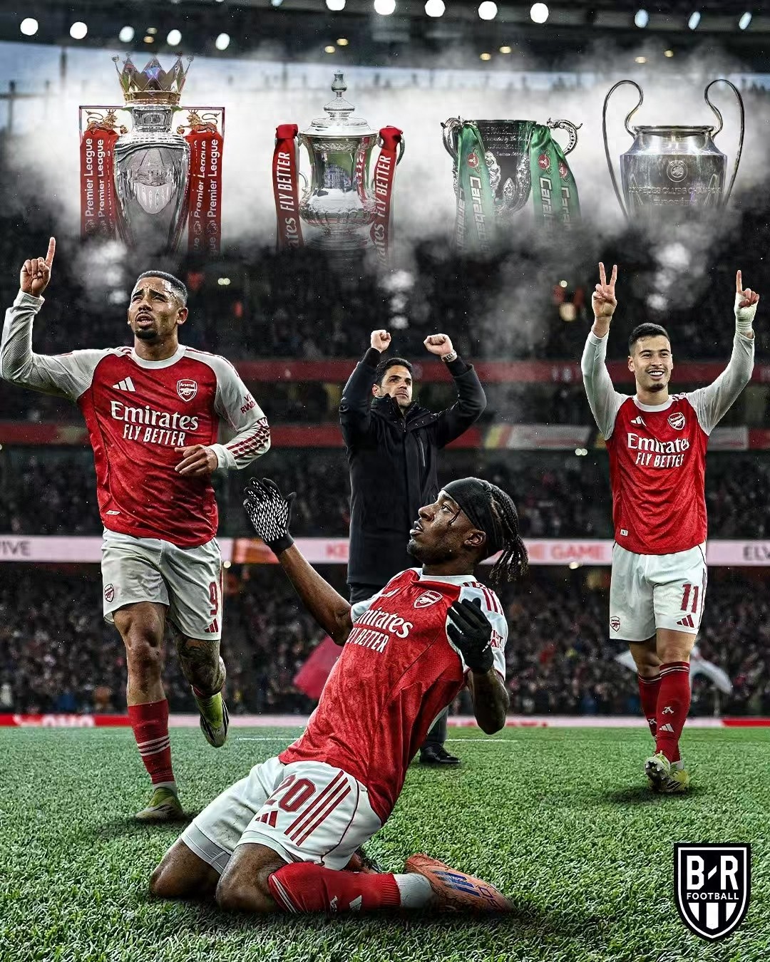 Hai cầu thủ ghi bàn, Arsenal thắng lớn 4-0, cạnh tranh 4 mặt trận, dẫn đầu Ngoại hạng Anh, đứng đầu bảng Champions League, tranh cúp Liên đoàn