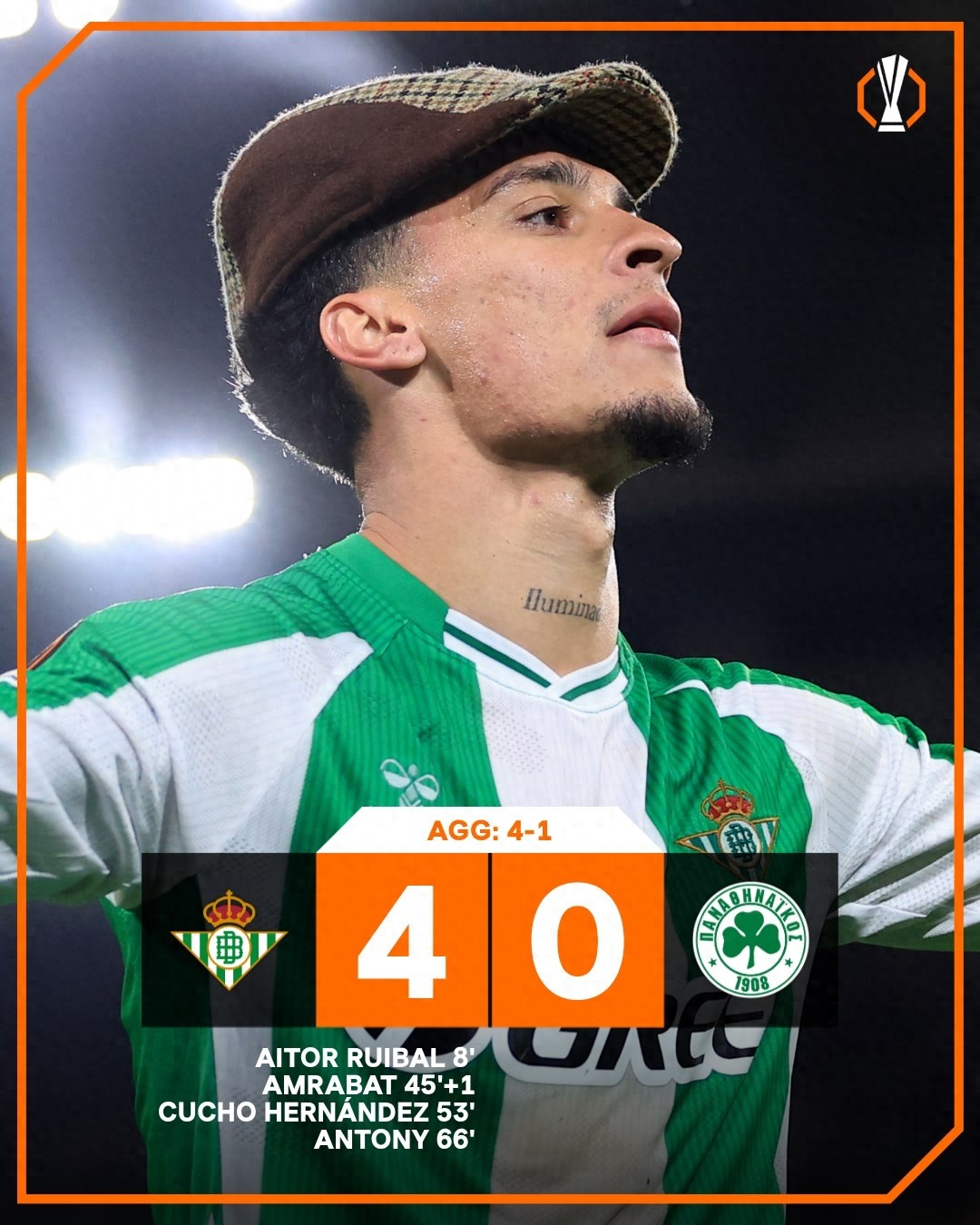 Không nản lòng khi bị đội tuyển Brazil loại, Antony lập hat-trick tại Europa League, Betis tiến vào vòng 8.