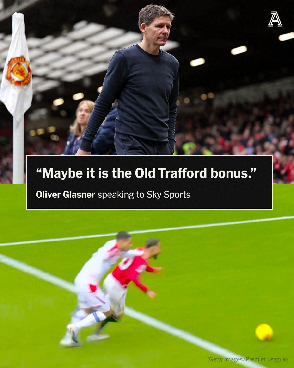 Cung điện pha lê chỉ trích quyết định phạt penalty của Manchester United là tiếng còi sân nhà! Đáng lẽ phải nhận thẻ đỏ nhưng không có penalty, Cunha thật xảo quyệt