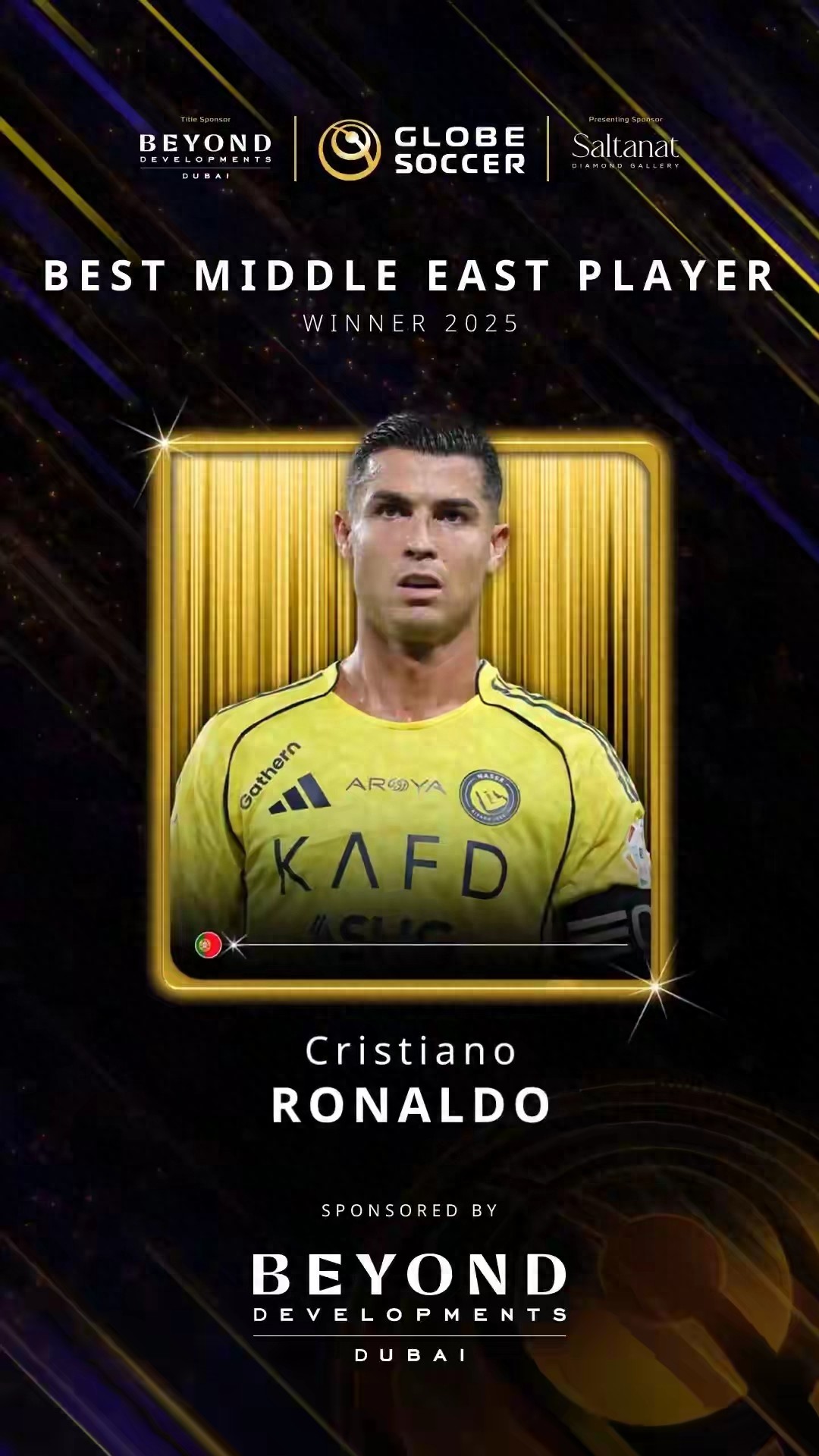 Liên tiếp 3 năm giành danh hiệu Cầu thủ xuất sắc nhất Trung Đông, C.Ronaldo ăn mừng trên mạng xã hội nhưng bị người hâm mộ chế giễu vì 2 lý do