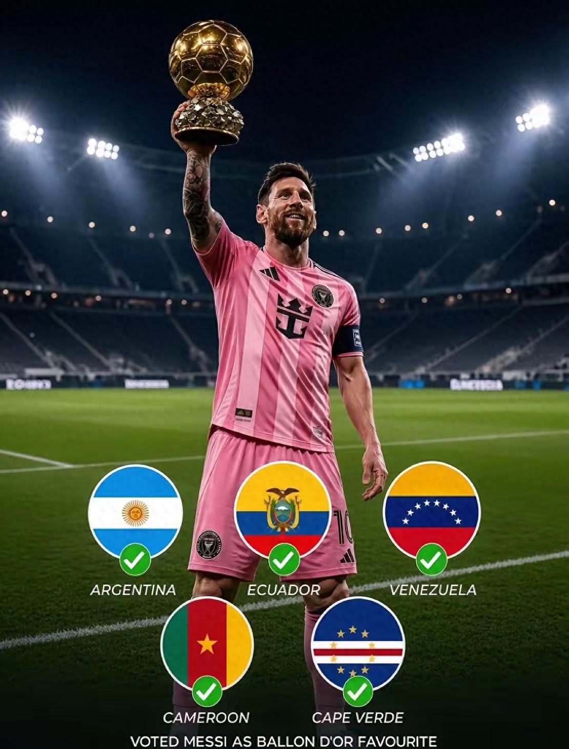 Liệu Quả Bóng Vàng 2026 có hy vọng? Đã xác nhận 5 quốc gia bầu chọn cho Messi