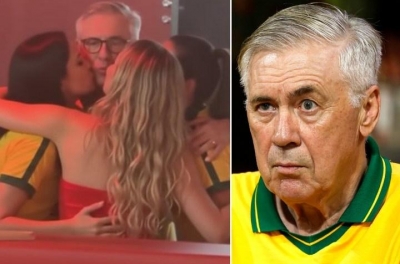 HLV Ancelotti bị phát hiện ôm hôn 3 người phụ nữ cùng 1 lúc