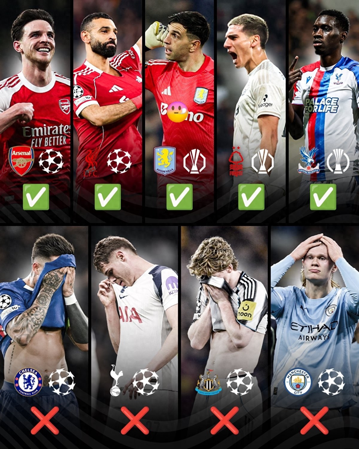 Giải đấu châu Âu vòng 1/8: 9 đội Premier League tham dự, 4 đội Champions League bị loại, 3 đội Europa League và Conference League đều tiến vào vòng trong.